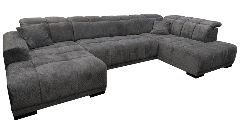 Wohnlandschaft grau elektrisch ausfahrbar 355 cm - TABOS