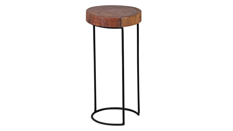 Beistelltisch Sheesham massiv gebeizt - rund - 28 x 55 cm - SKIVA