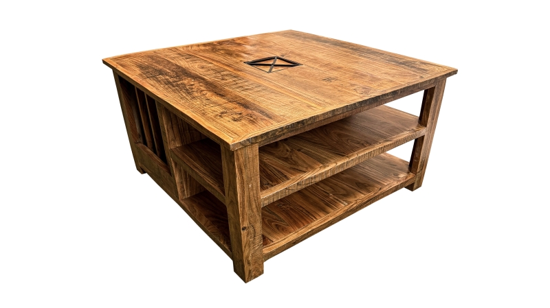 Couchtisch Akazie massiv lackiert 90 cm - montiert - ACANO