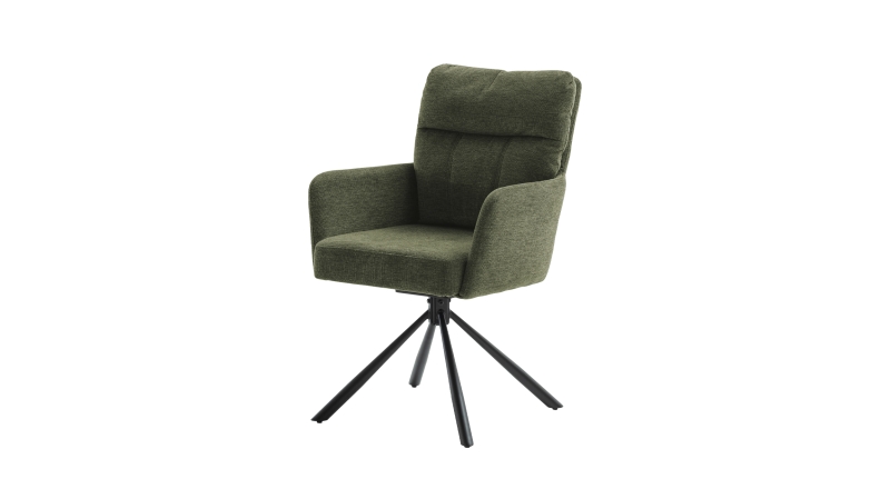 Armlehnstuhl olive Drehstuhl Chenille Optik - UTICA