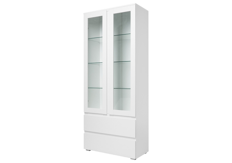 Vitrine mit 2 Glastüren weiß Breite 80 cm - IMAGE