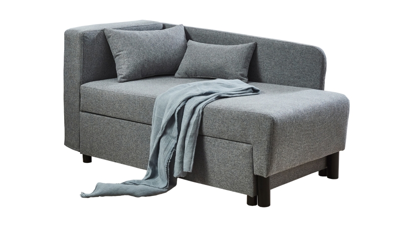 Einzelsofa 148 cm Recamiere grau Schlaffunktion - LÜBECK