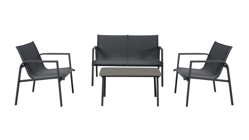 Gartenmöbel Set 4-teilig schwarz Gartentisch 85 x 44 cm - LENI 