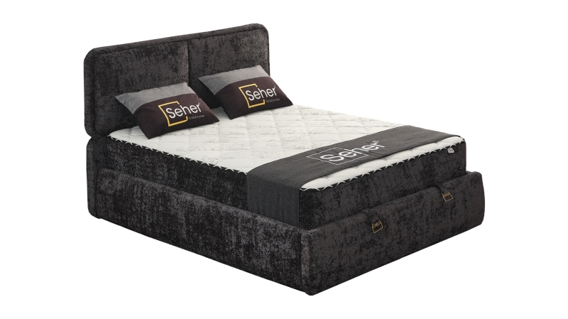 Boxbett 180 x 200 cm Chenille anthrazit Bettkasten - RHODOS