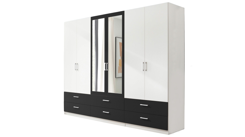 Kleiderschrank mit Spiegel - weiß - 272 cm - JANNE