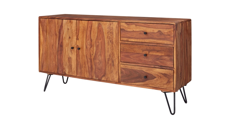 Sideboard 3 Schubladen Sheesham massiv 145 cm - BJARJKA