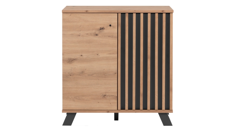 Kommode Artisan Eiche - anthrazit 80 cm 2 Türen - MEDAN 