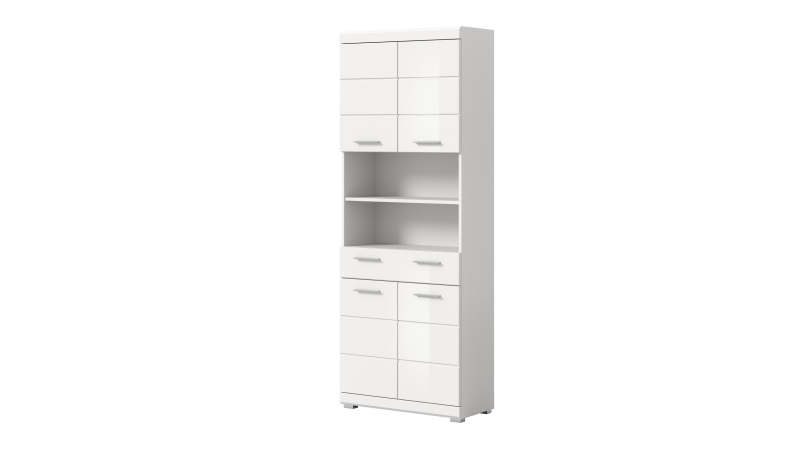 Bad Hochschrank weiß hochglanz 4 Türen Breite 74 cm - SCOUT