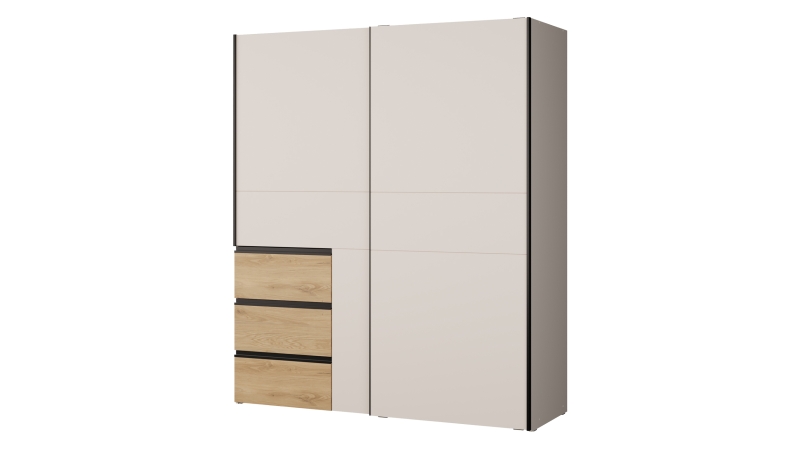 Schwebetürenschrank beige Wildeiche 170 cm 2-türig - WINN
