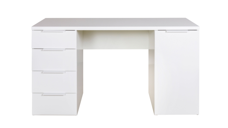 Computerschreibtisch mit Schublade weiß hochglanz 146 cm - ESPRESSO