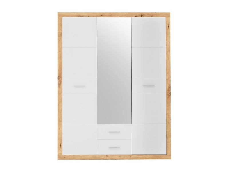 Kleiderschrank mit Spiegel - Artisan Eiche - weiß - 151 cm - STONE