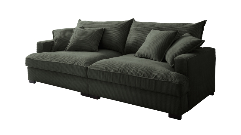 Big Sofa Cord grün - 242 cm - Nosagunterfederung - TRIBECCA 