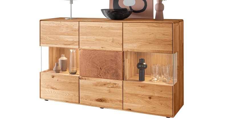 Sideboard Wildeiche massiv geölt - montiert - 150 cm - TORVEN
