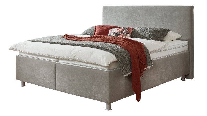 Boxbett 200 x 200 cm mit Bettkasten grau Microfaser - AVOLA 