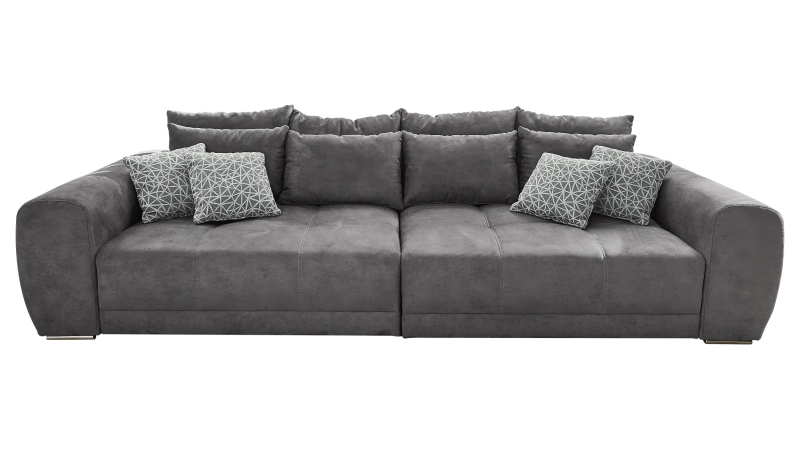 Big Sofa mit Federkern grau 306 x 134 cm - MOLDAU
